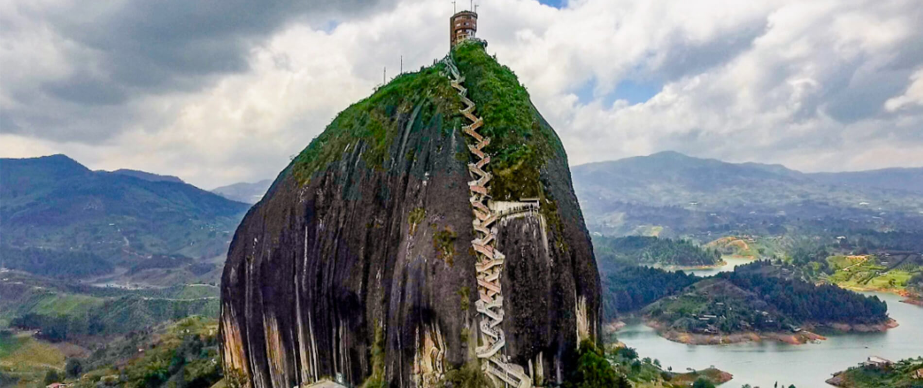 Steep steps rising up Piedra el Penol, Colombia. Stock Photo