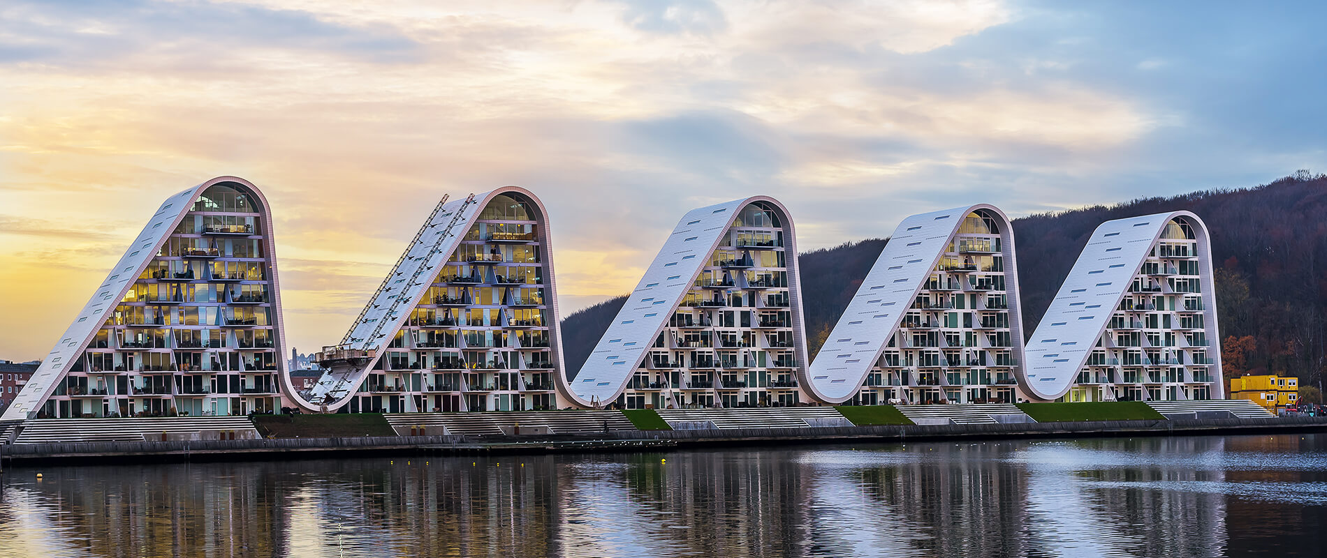The Wave, a magnificent collection of manmade “waves” along the Vejle Fjord